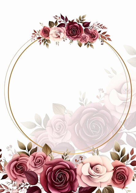 Elegant Floral Frame with Vibrant Roses and Leaves | Jiffy Designs