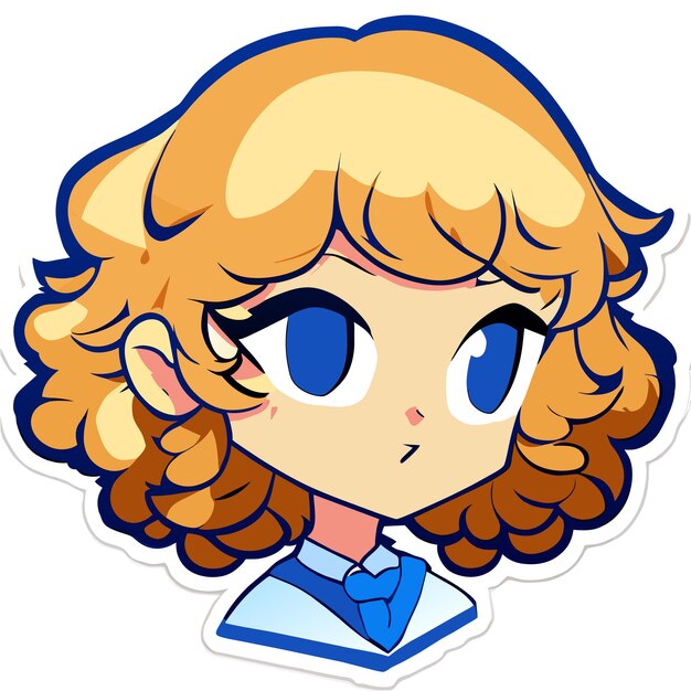 Charming Chibi Character with Curly Blonde Hair | Jiffy Designs