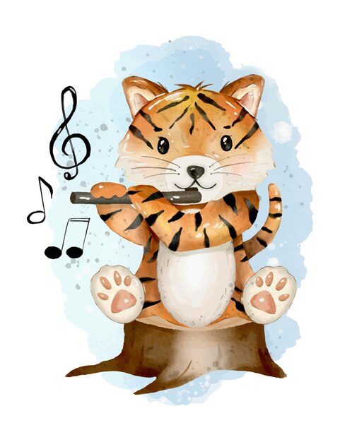 Adorable Tiger Cub Musician Plays Joyful Melody on Treble Clef | Jiffy ...