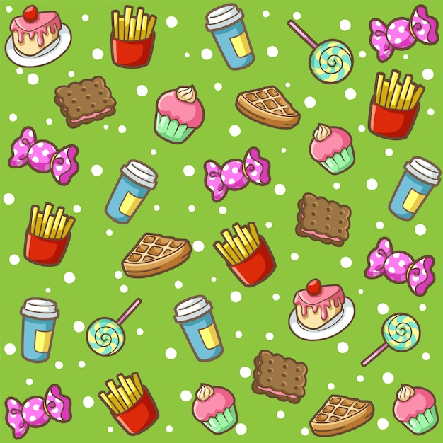 Delightful Dessert and Snack Collection on Green Background | Jiffy Designs