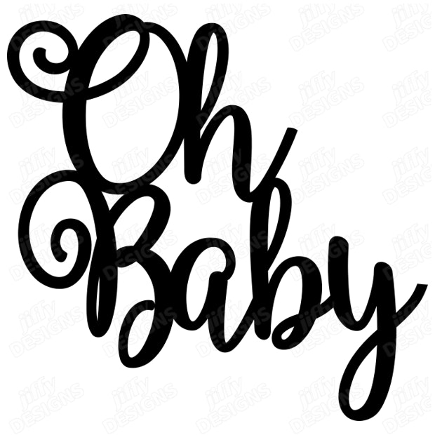 'Oh Baby' Elegant Cursive Script in Bold Black Strokes | Jiffy Designs