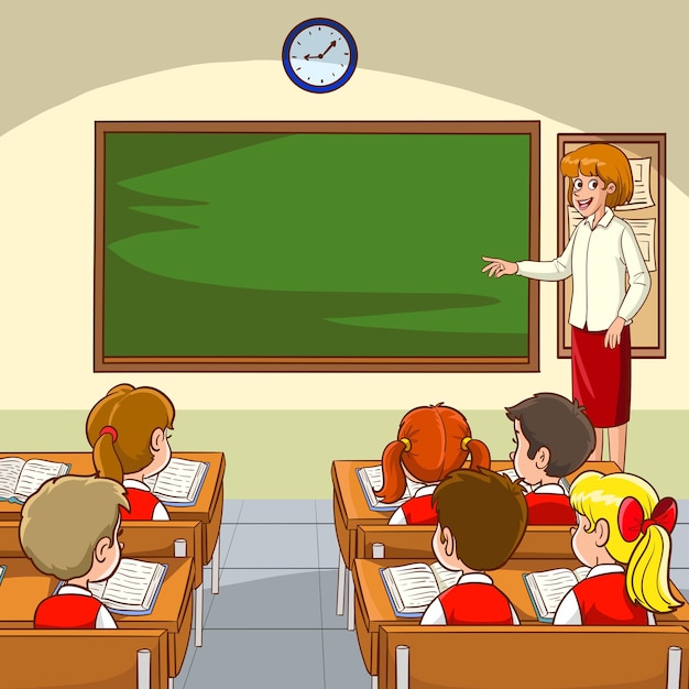 Vibrant Classroom Scene with Teacher and Attentive Students | Jiffy Designs