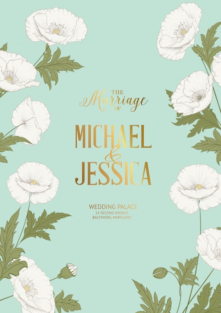 Elegant Floral Wedding Invitation with Romantic Couple's Names | Jiffy ...