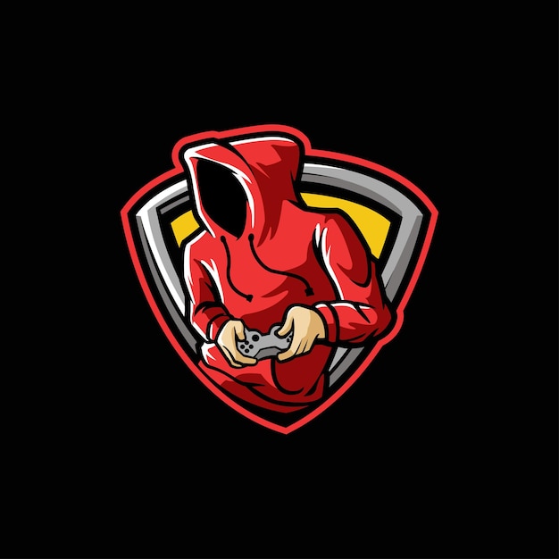 Fierce Gamer in Crimson Hoodie Emblem | Jiffy Designs