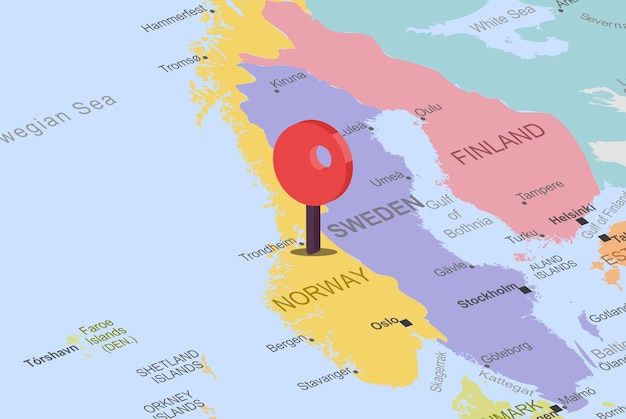 Vibrant Map Highlighting Sweden's Geographic Location in Scandinavia