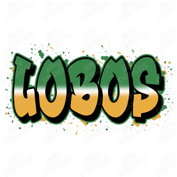 'Lobos' Graffiti-Style Text with Vibrant Green and Gold Coloring ...