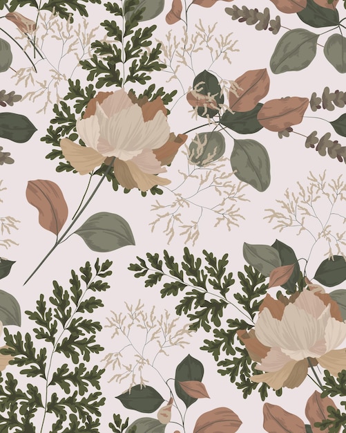Elegant Floral Pattern with Pastel Hues and Foliage | Jiffy Designs
