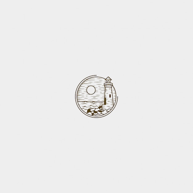 Serene Coastal Landscape Emblem with Lighthouse | Jiffy Designs