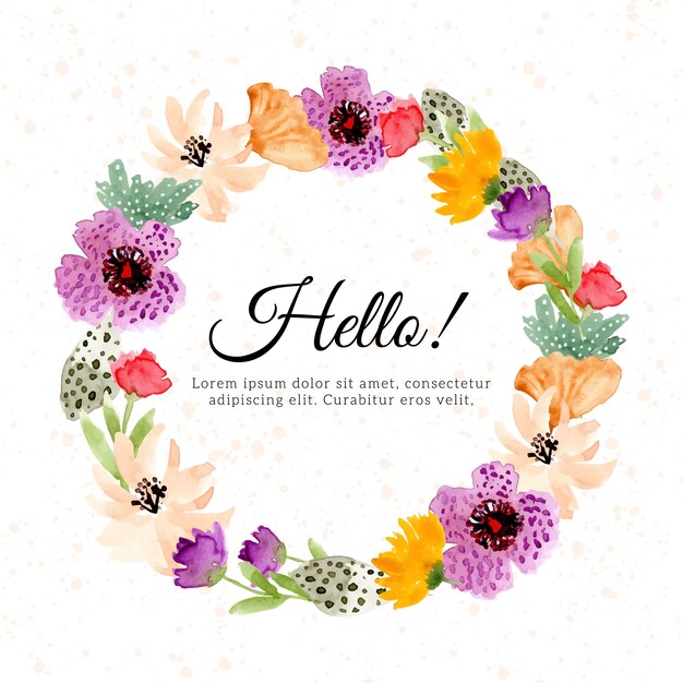 Vibrant Floral Wreath with Handwritten 'Hello' Greeting | Jiffy Designs