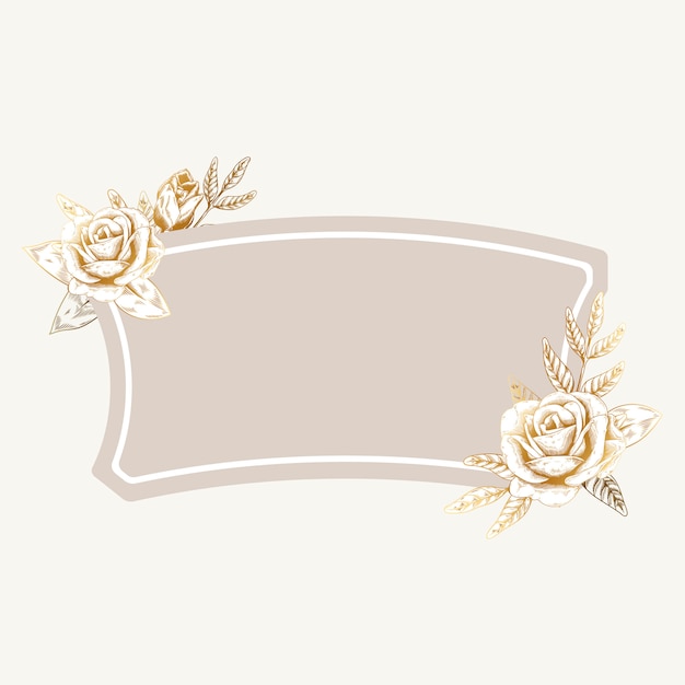 Elegant Floral Frame with Golden Roses and Wheat Stalks | Jiffy Designs