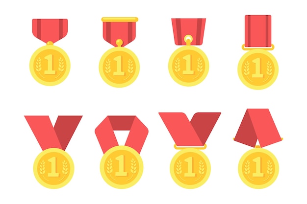 Vibrant Collection of Gold Medals with Bold Red Ribbons | Jiffy Designs