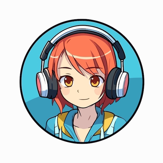 Vibrant Anime Girl with Headphones on Teal Background | Jiffy Designs