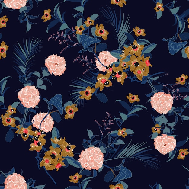 Vibrant Floral Pattern with Peonies and Tropical Leaves | Jiffy Designs