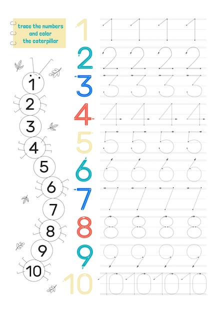 Colorful Number Tracing Template for Preschool Learning | Jiffy Designs