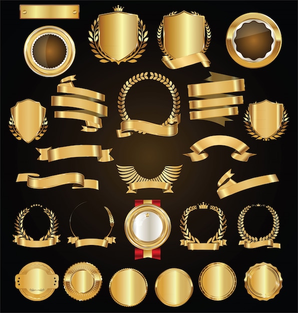 Ornate Golden Badges, Emblems and Laurel Wreath Collection | Jiffy Designs