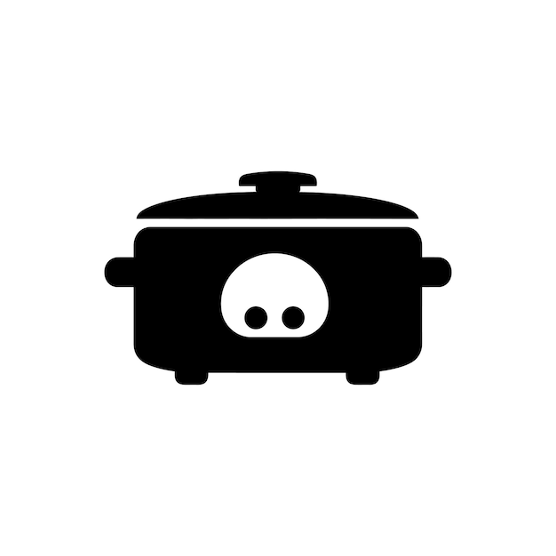 Minimalist Silhouette of a Slow Cooker with Cute Eyes | Jiffy Designs