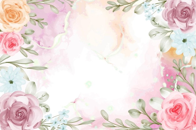 Delicate Watercolor Floral Frame with Roses and Wildflowers | Jiffy Designs