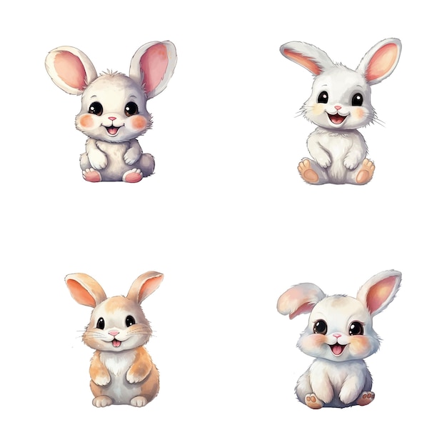 Adorable Collection of Playful Cartoon Rabbit Illustrations | Jiffy Designs
