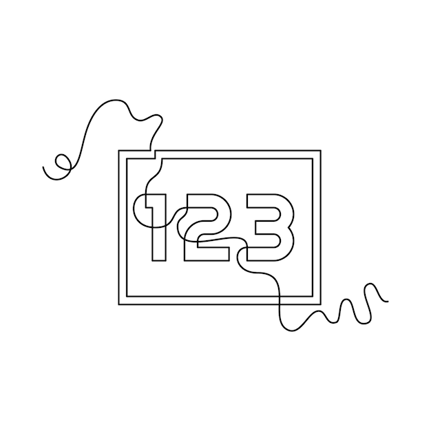 Minimalist Geometric Number 123 Illustration with Line Art | Jiffy Designs