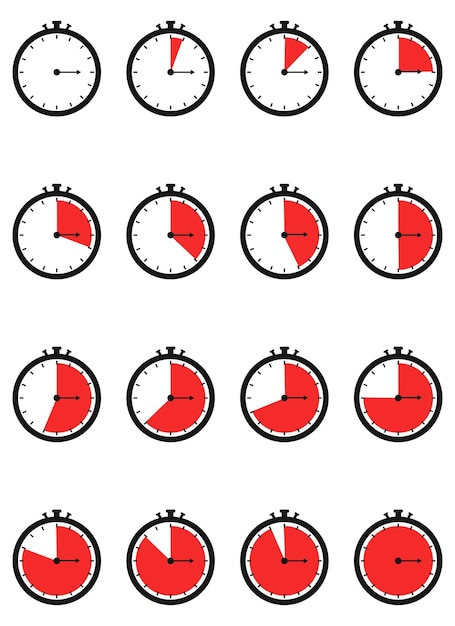 Countdown Timer Icons in Minimalist Black and Red Design | Jiffy Designs