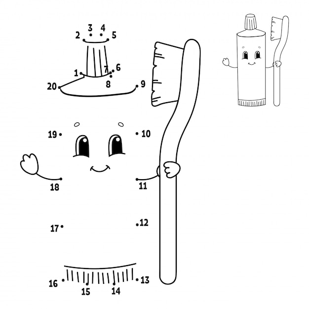Charming Toothbrush and Toothpaste Dot-to-Dot Illustration | Jiffy Designs
