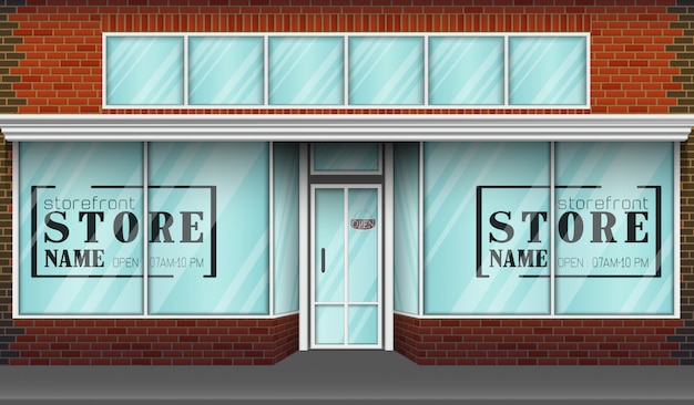 Vintage Storefront Facade with Customizable Signage Illustration ...