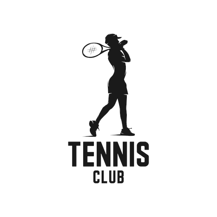 Sleek Silhouette of Tennis Player Graces Tennis Club Logo EPS JPG SVG Digital Asset Downloadable Files Main Image