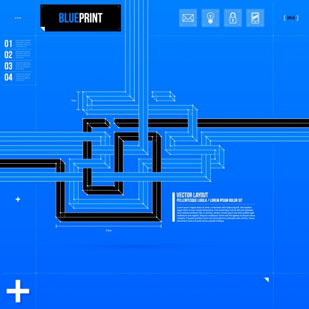 Blueprint-Style Geometric Circuit Board Design on Blue Background ...