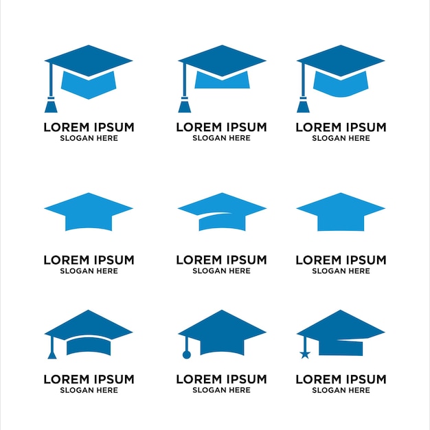 Graduation Caps in Shades of Blue - Educational Symbols | Jiffy Designs