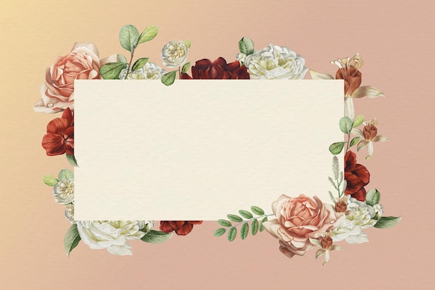 Vintage Floral Frame with Roses and Leaves Illustration | Jiffy Designs