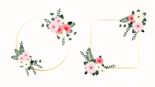 Elegant Floral Frames with Vibrant Blooms and Greenery | Jiffy Designs