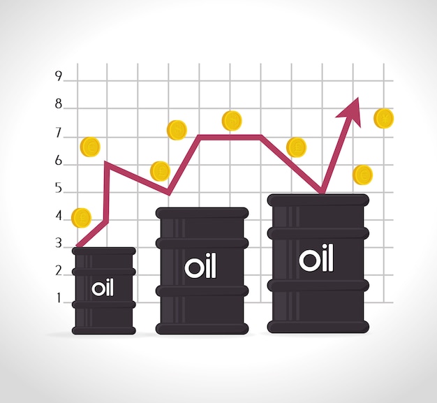 Oil Barrels with Rising Graph Illustration | Jiffy Designs
