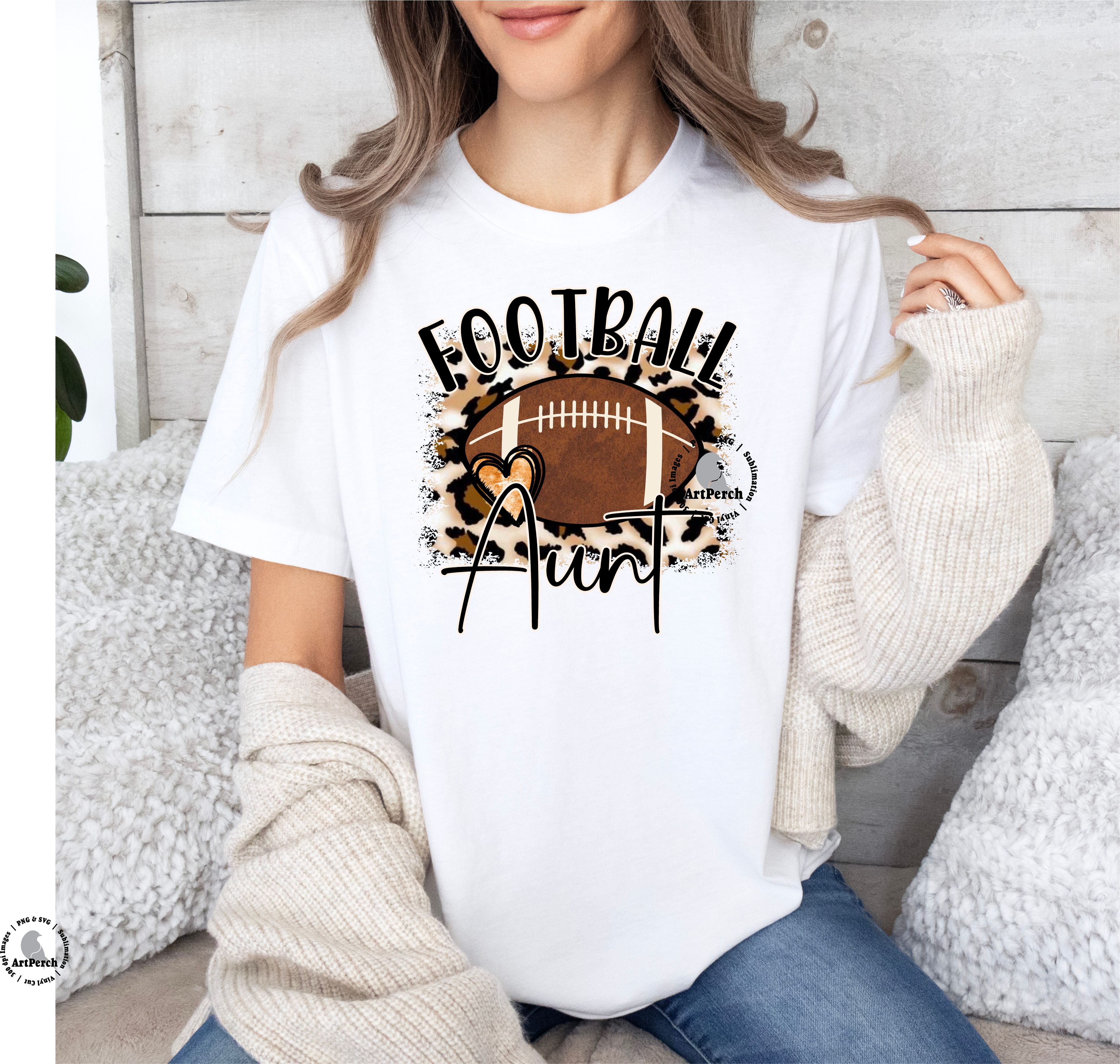 Football Aunt PNG, Sublimation Design, Football Shirt Design, Leopard