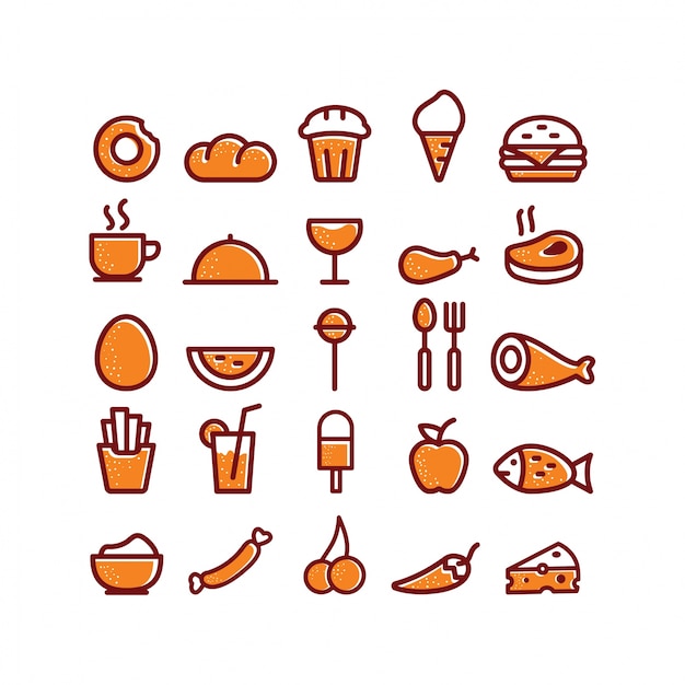 Vibrant Collection of Mouthwatering Food Icons for Diverse Applications ...