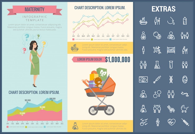 Comprehensive Maternity Infographic with Diverse Icons and Charts ...