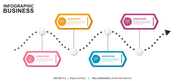 Vibrant Infographic Elements with Geometric Shapes and Text Boxes ...