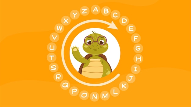 Adorable Turtle Surrounded by Whimsical Alphabet Letters | Jiffy Designs