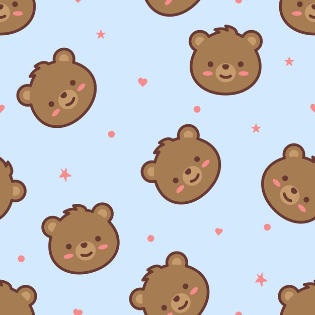 Adorable Teddy Bear Pattern with Playful Stars and Hearts | Jiffy Designs