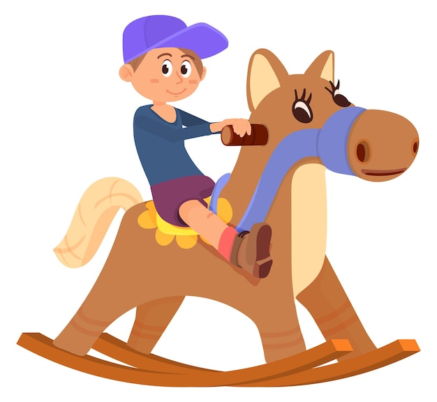 Young Boy Riding a Wooden Rocking Horse | Jiffy Designs