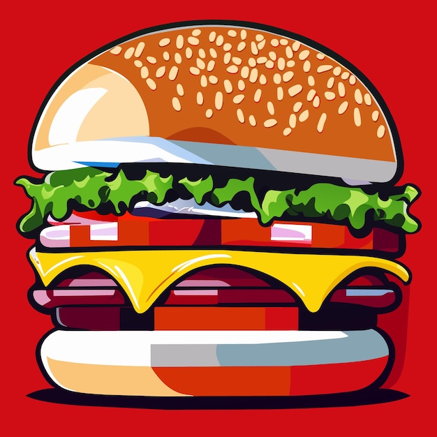 Vibrant Cheeseburger Illustration with Striking Visuals | Jiffy Designs