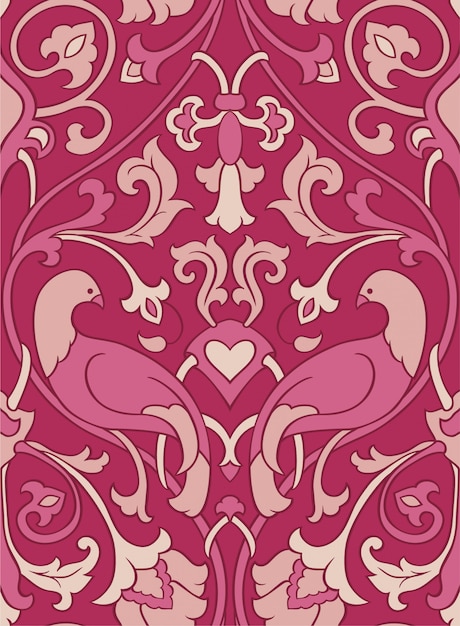 Elegant Floral Damask Pattern in Vibrant Shades of Pink | Jiffy Designs