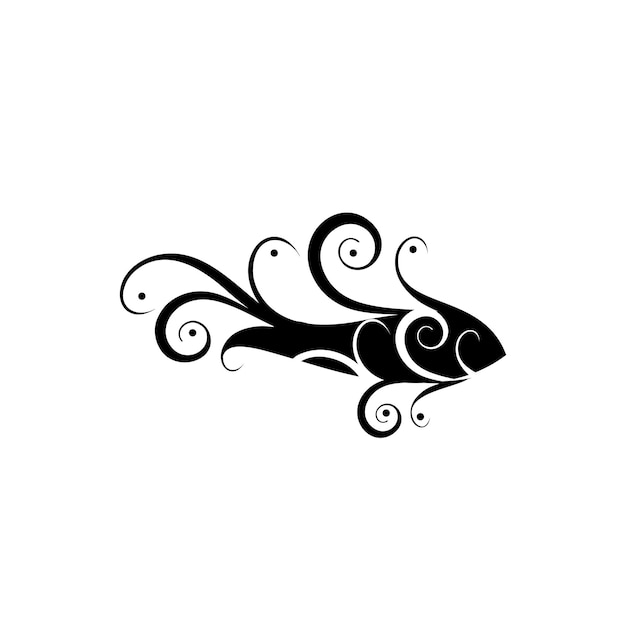 Graceful Swirling Fish Silhouette with Intricate Patterns | Jiffy Designs