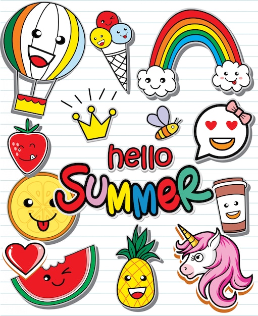 Vibrant Summer-Themed Graphic Collection with Playful Illustrations ...