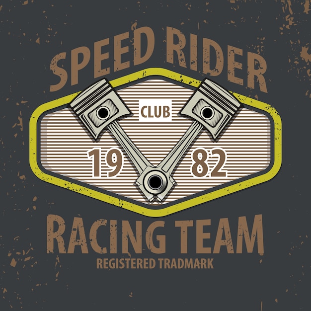 Vintage Speed Rider Racing Team Badge with Retro Engine Design | Jiffy ...