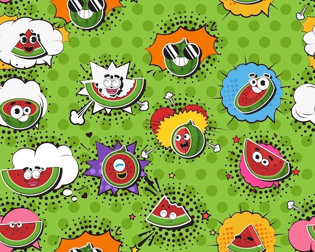 Vibrant Fruit and Vegetable Characters in Playful Polka Dot Pattern ...