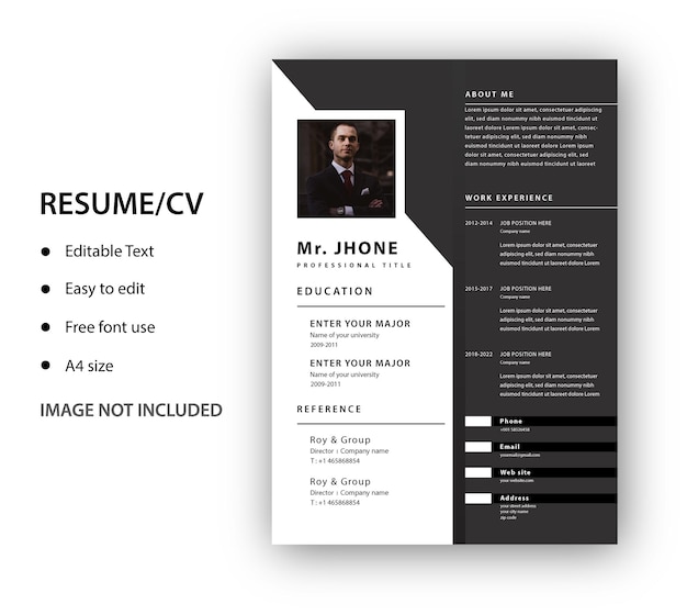 Elegant Professional Resume Template with Formal Portrait | Jiffy Designs