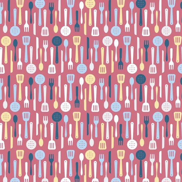 Vibrant Cutlery Pattern on Striped Background | Jiffy Designs