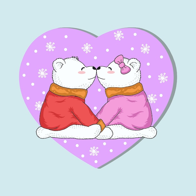 Adorable Polar Bear Couple Cuddling in Winter Wonderland | Jiffy Designs