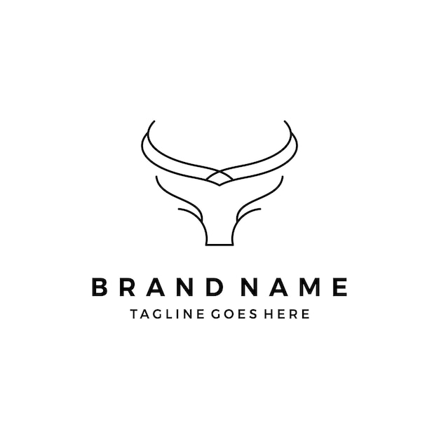 Elegant Horned Emblem with Minimalist Line Art Design | Jiffy Designs