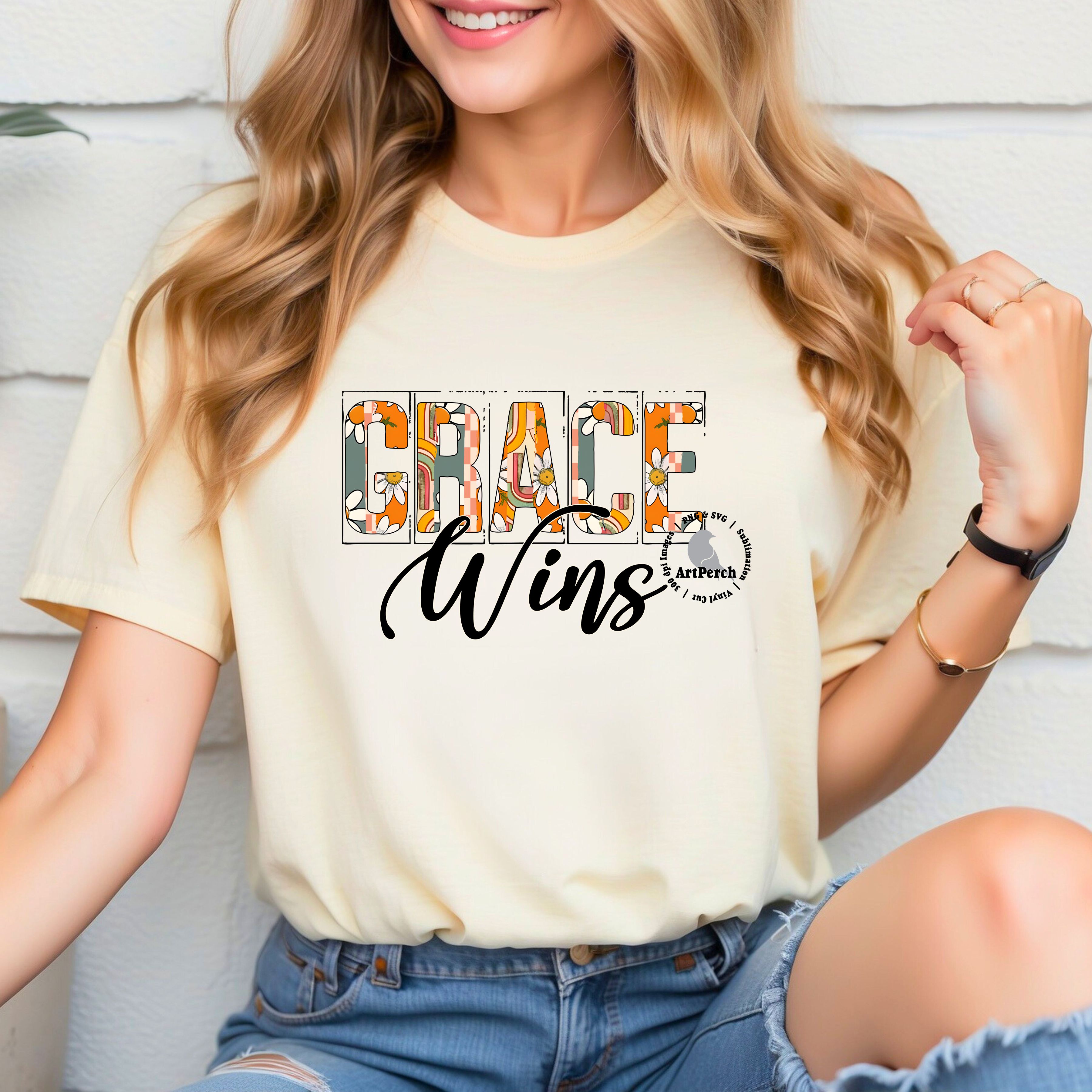 Christian Shirt Design, Grace Wins PNG, Retro Floral, Grace Shirt ...